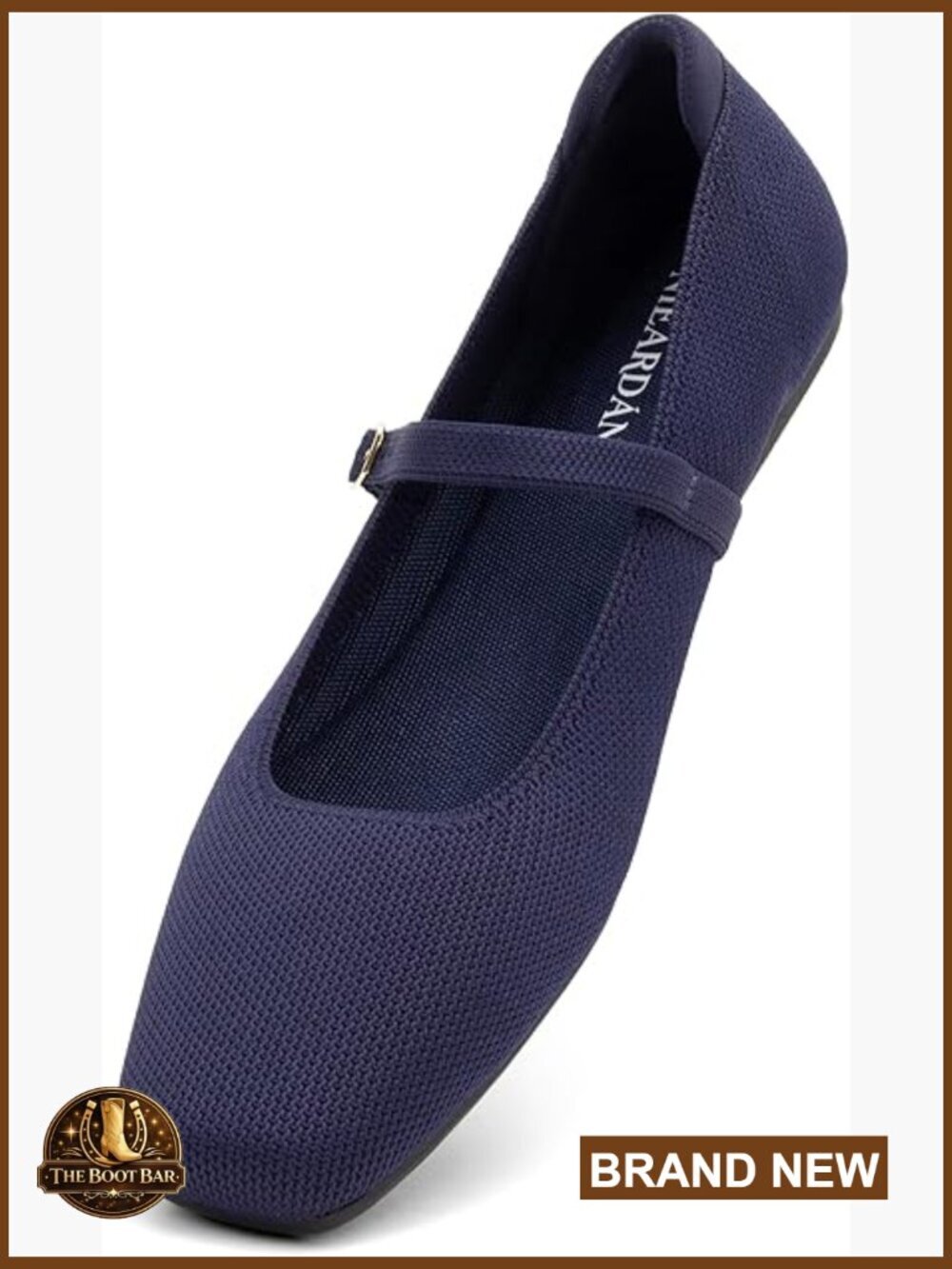Women's Square Toe Knit Mary Jane Flats - Comfortable Slip On Shoes for Work &